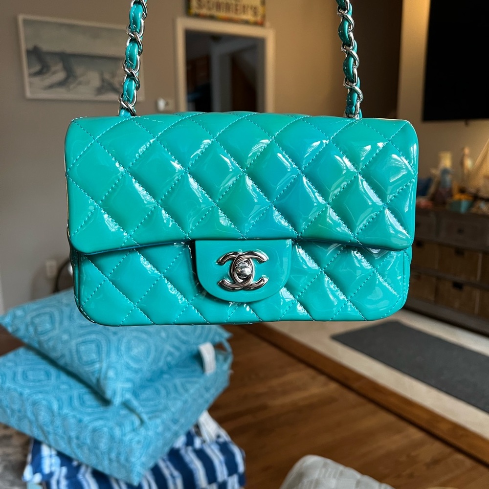 Authentic Chanel Patent Mini Classic Rectangular Flap Bag